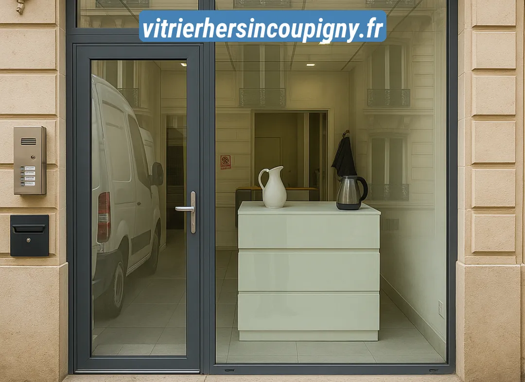 Façade vitrine de magasin en aluminium sur mesure à Hersin-Coupigny